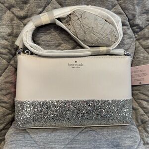 NWT - Light Gray, Glittery Kate Spade Crossbody